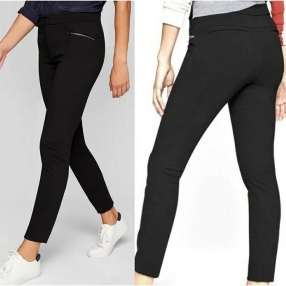 Athleta Pants - Athleta Women's Black Moto Ponte Twill Leggings Pants size 4 Petite